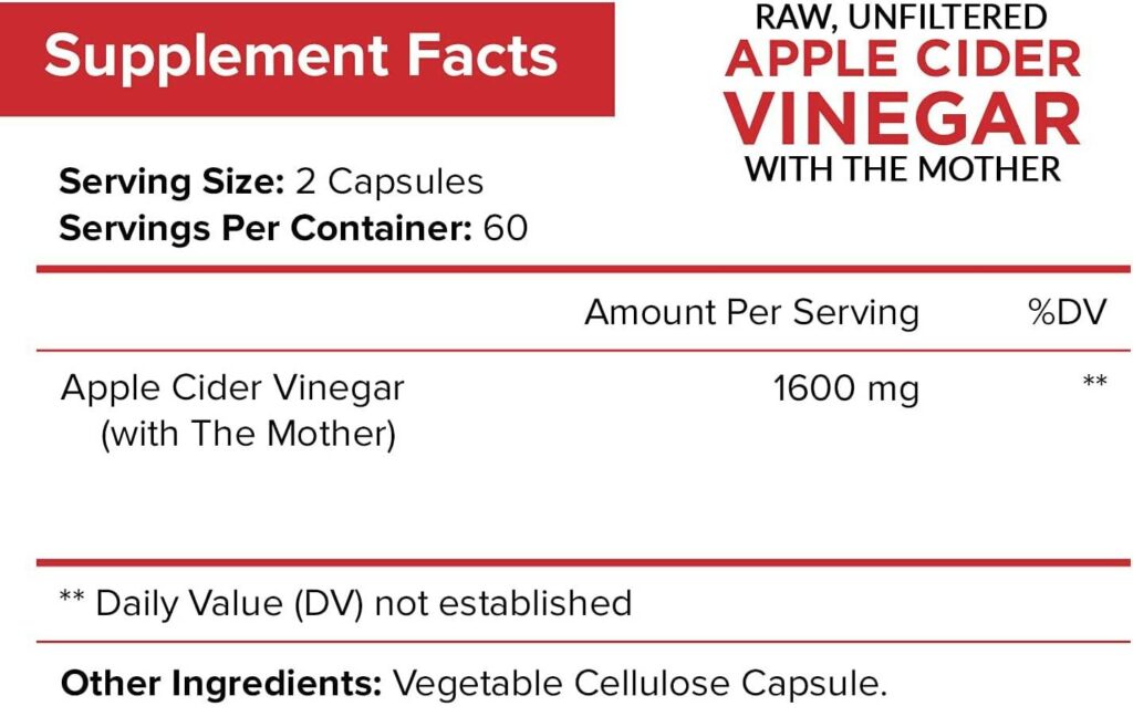 Nutriflair Apple Cider Vinegar Ingredients